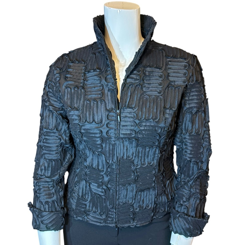 Samuel Dong Origami Textured Architectural Jacket,L, Sculptural Zip Front - Picture 3 of 16